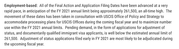 2020年10月份EB-5排期停滞，表B开放